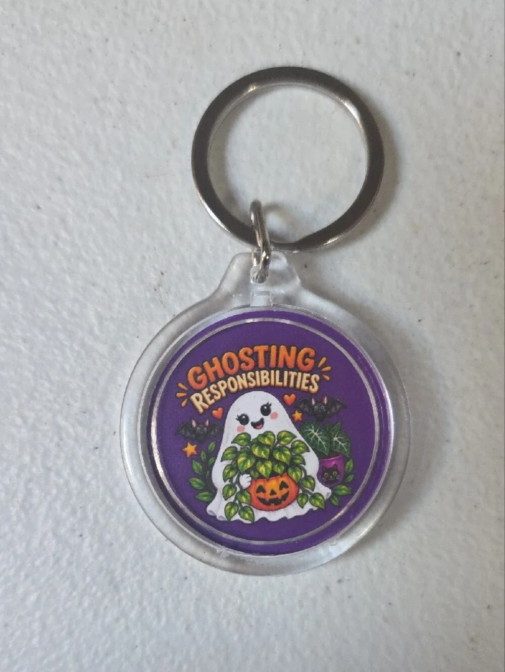 Ghosting Responsibilities Halloween Keychain with Removable Strap